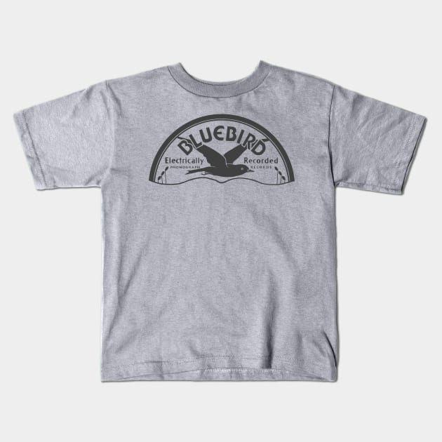 Bluebird Record logo Grayscale Kids T-Shirt by Mizgot